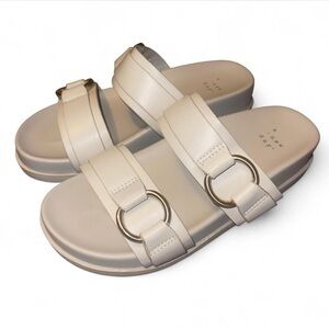 platform sandals with gold accents